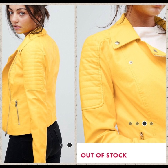 NWT yellow vegan leather moto oversized blazer - Picture 2 of 2